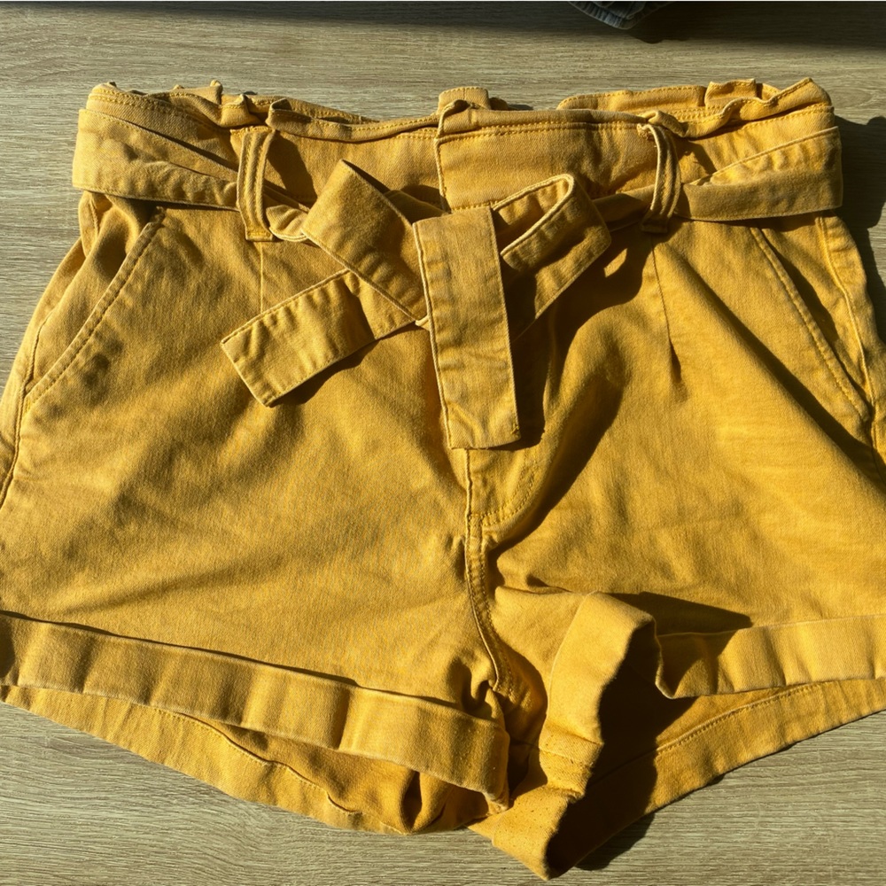 Express Yellow Paper Bag Shorts